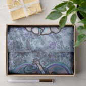 Papier Mousseline Coeur d'amour turquoise et violet danseuse du vent (Cadeau)