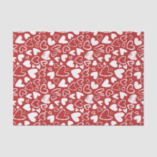 Papier Mousseline Cœur de craie blanc rouge motif mignon Saint-Valen