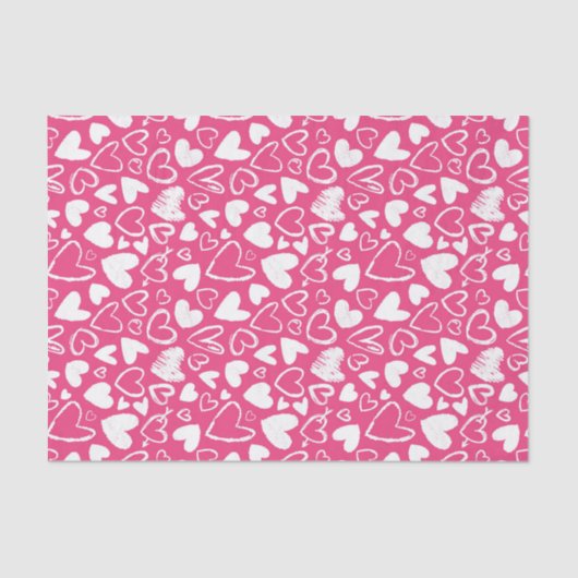 Papier Mousseline Cœur de craie rose motif d'amour mignon pour la Sa (Recto)