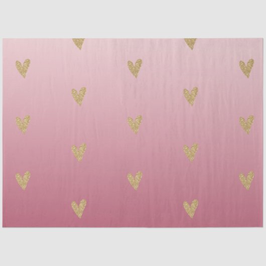 Papier Mousseline Coeur de Parties scintillant en or rose Ombre (Recto)