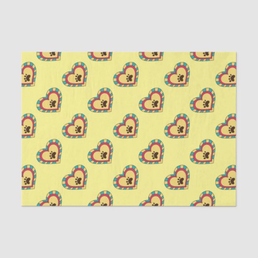 Papier Mousseline Coeur Empreinte de patte (Recto)