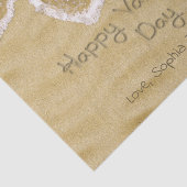 Papier Mousseline Coeur "Heureuse Sainte-Valentin" écrit dans le sab (Détail)