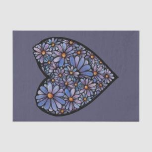 Papier Mousseline Coeur pourpre Daisy