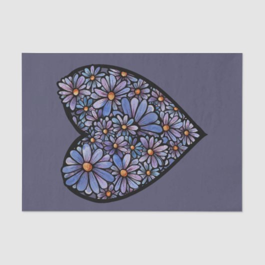 Papier Mousseline Coeur pourpre Daisy (Recto)