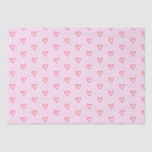 Papier Mousseline Coeur rose (Recto)