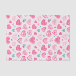 Papier Mousseline Coeur rose Doux Romantique Motif Saint Valentin