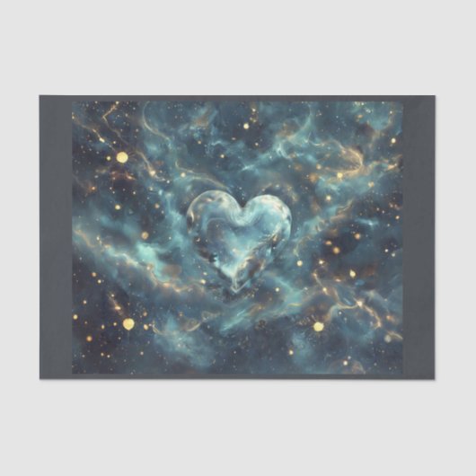 Papier Mousseline Coeur spatial fait d'étoiles (Recto)