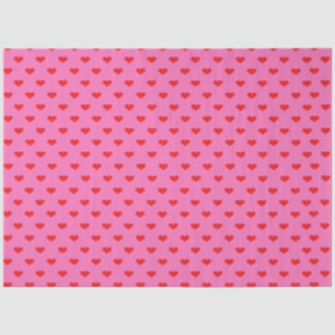 Papier Mousseline Cœurs à gogo, cœurs rouges sur fond rose,