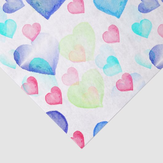 Papier Mousseline Coeurs aquarelle (Détail)