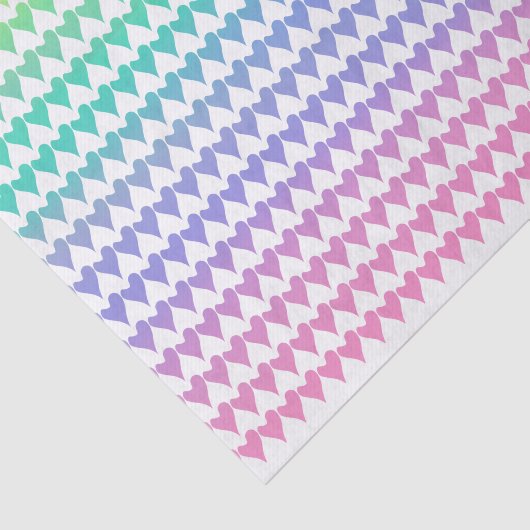 Papier Mousseline Coeurs arc-en-ciel (Détail)