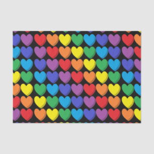 Papier Mousseline Coeurs arc-en-ciel ombragés Noir