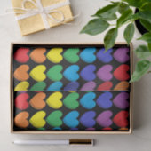 Papier Mousseline Coeurs arc-en-ciel ombragés Noir (Cadeau)