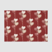 Papier Mousseline Cœurs Ballons Amour Rouge Crème (Recto)