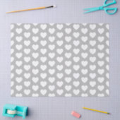 Papier Mousseline Coeurs, blanc sur papier de tissus gris (Artisanat)