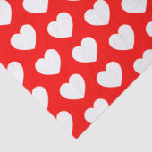 Papier Mousseline Coeurs, blanc sur papier tissus rouges (Détail)