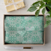 Papier Mousseline Coeurs Blancs Et Vert Dentelle (Cadeau)