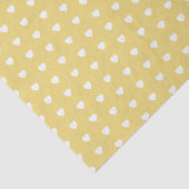 Papier Mousseline Coeurs blancs sur bébé Vintage Jaune (Détail)