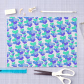 Papier Mousseline Coeurs bleu violet vert (Artisanat)