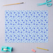 Papier Mousseline Cœurs Bleus Bébé (Artisanat)