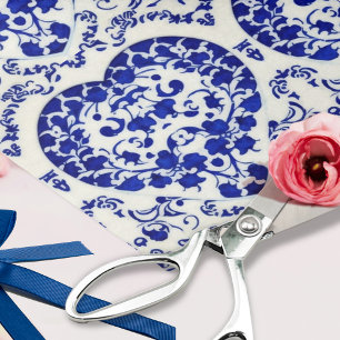 Papier Mousseline Coeurs Bleus en céramique - 6 carreaux - Artisanat
