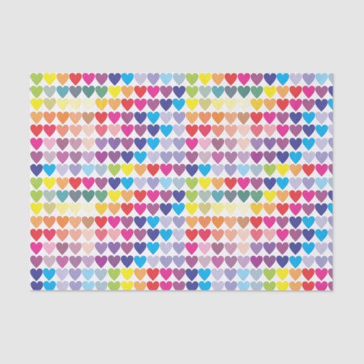 Papier Mousseline Coeurs colorés Girly d'arc-en-ciel (Recto)