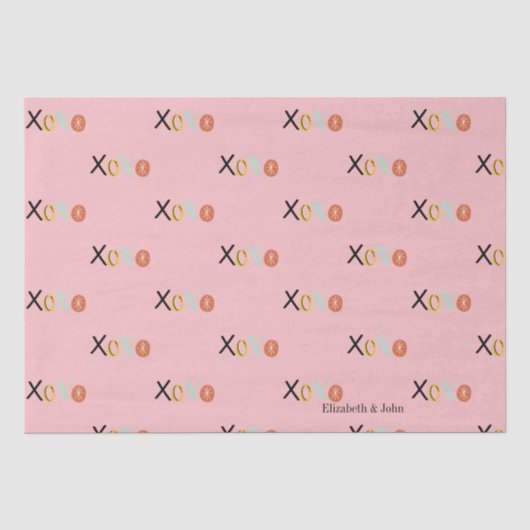 Papier Mousseline Cœurs Colorés "XOXO" Saint-Valentin (Recto)