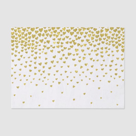 Papier Mousseline Coeurs Confetti Or (Recto)