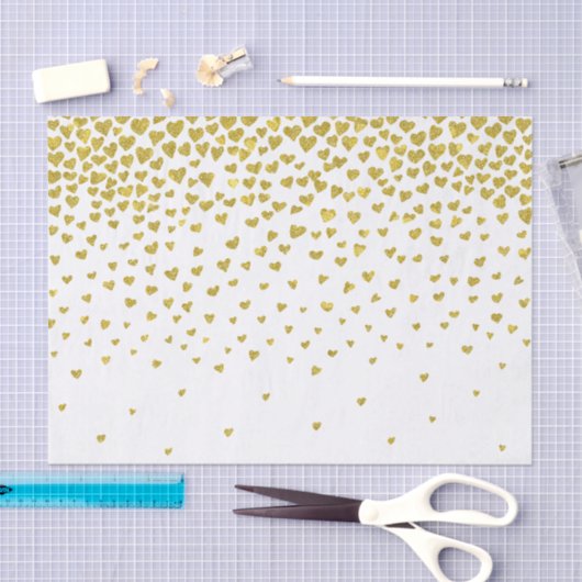 Papier Mousseline Coeurs Confetti Or (Artisanat)