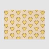 Papier Mousseline Coeurs d'amour jaune motif (Recto)