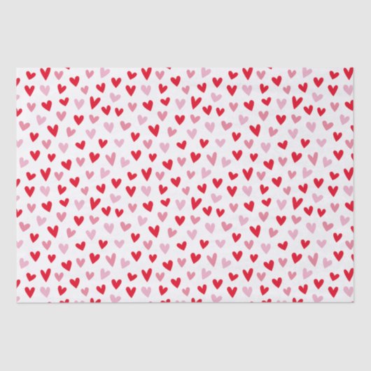 Papier Mousseline Coeurs d'amour mignons rose et rouge Valentine (Recto)