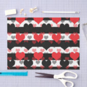 Papier Mousseline Coeurs d'Amour Noir Rouge Avec Blancs Noir (Artisanat)