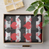 Papier Mousseline Coeurs d'Amour Noir Rouge Avec Blancs Noir (Cadeau)