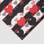 Papier Mousseline Coeurs d'Amour Noir Rouge Avec Blancs Noir (Détail)