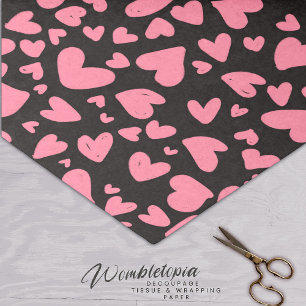 Papier Mousseline Coeurs D'Amour Rose Moderne Sur Arrière - plan Noi