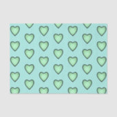 Papier Mousseline Coeurs d'amour vert motif (Recto)