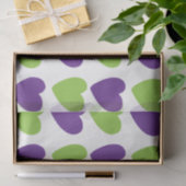 Papier Mousseline Coeurs d'amour vert pourpre (Cadeau)