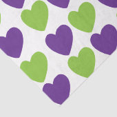 Papier Mousseline Coeurs d'amour vert pourpre (Détail)