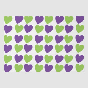 Papier Mousseline Coeurs d'amour vert pourpre