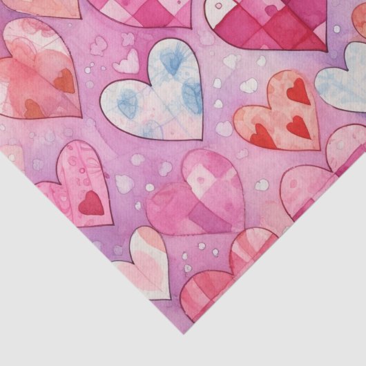 Papier Mousseline Coeurs d'aquarelle Abstraits (Détail)