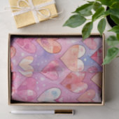 Papier Mousseline Coeurs d'aquarelle Abstraits (Cadeau)