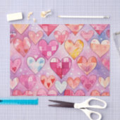 Papier Mousseline Coeurs d'aquarelle Abstraits (Artisanat)
