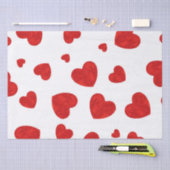 Papier Mousseline Coeurs d'aquarelle rouge Motif 2 (Artisanat)