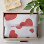 Papier Mousseline Coeurs d'aquarelle rouge Motif 2 (Cadeau)