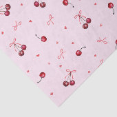 Papier Mousseline Cœurs de cerises rouges mignons et nœuds sur fond (Détail)