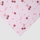 Papier Mousseline Cœurs de cerises rouges mignons sur rose (Détail)