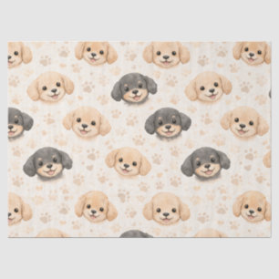 Papier Mousseline Cœurs de chiot mignons motif aquarelle (3)