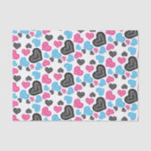 Papier Mousseline Coeurs de dentelle bleu rose sur la Saint-Valentin (Recto)