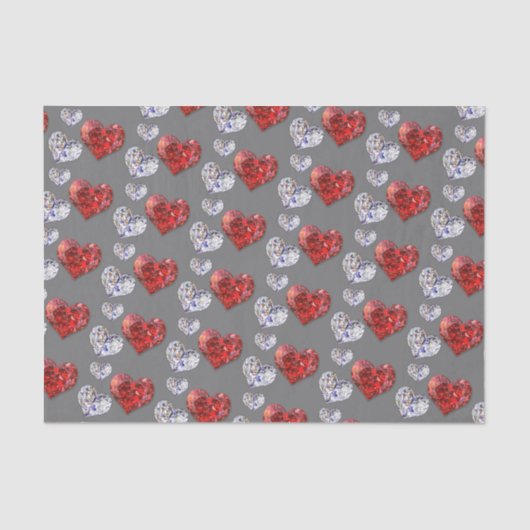 Papier Mousseline Coeurs de diamants précieux et élégants (Recto)