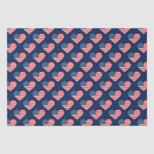 Papier Mousseline Cœurs de drapeau américain rouge, blanc et bleu pa