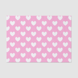 Papier Mousseline Coeurs de polka blanc sur Cotton Candy rose
